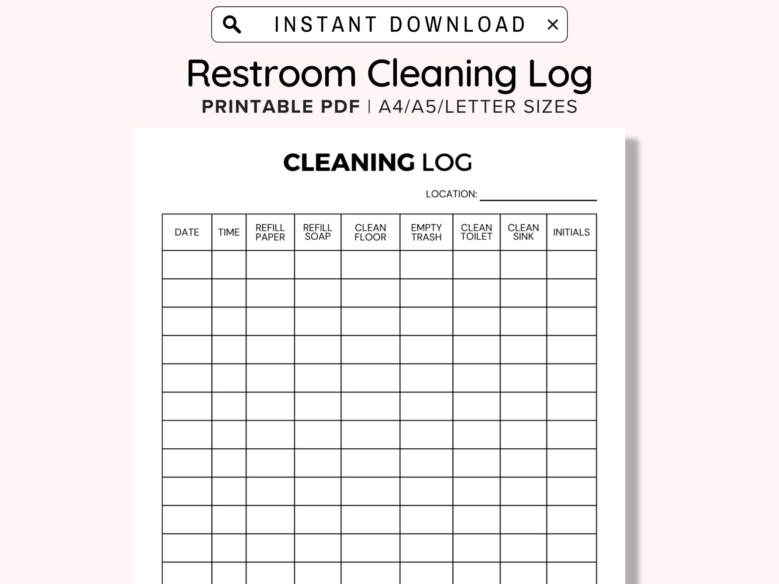Weekly Bathroom Cleaning Chart Printable Restroom Cleaning Log For Business Bathroom Cleaning Log Bathroom Checklist Restroom Checklist Etsy Israel